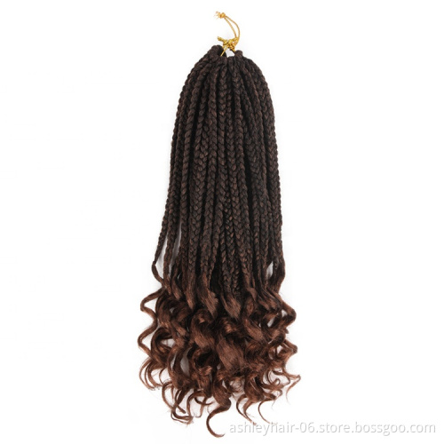 High Quality Synthetic Crochet Braids For Hair Extension Curly Ends Box Braids Ombre Crochet Hair Extension